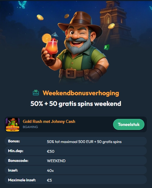 Slotorado Casino Weekly Reload met 50% bonus tot €500 en 50 gratis spins